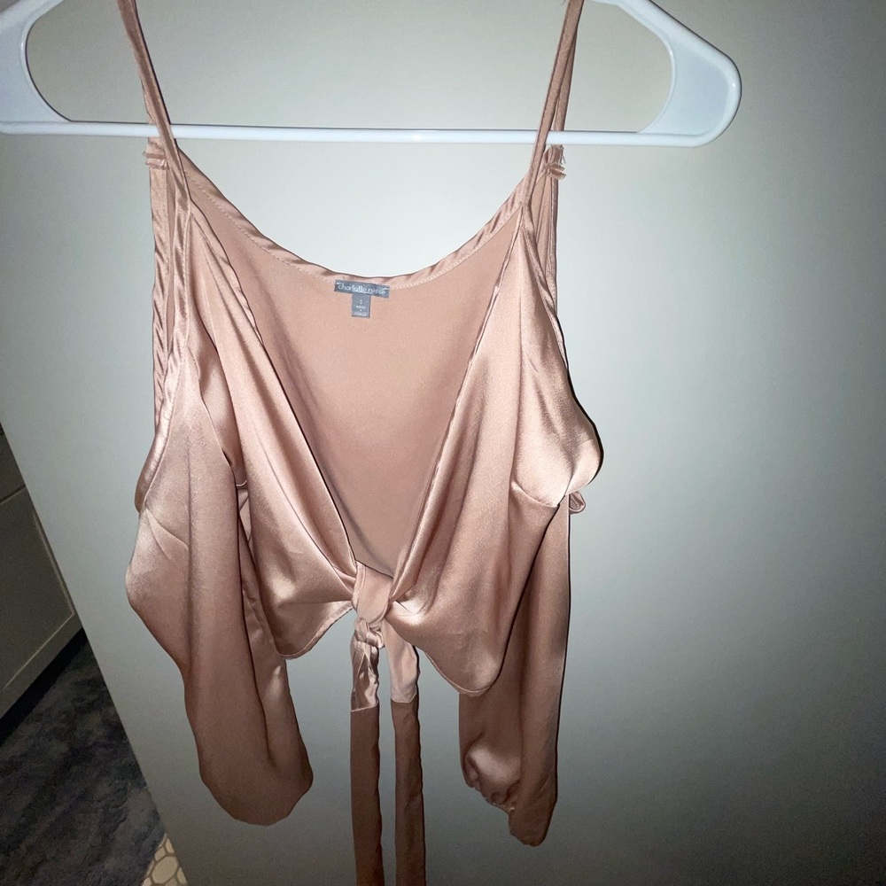 Caramel Off Shoulder Satin Top
